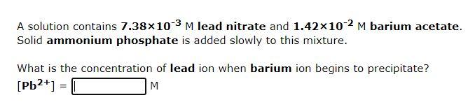 Solved A Solution Contains 738×10−3m Lead Nitrate And 4441