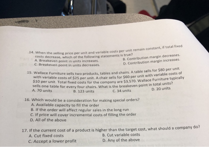 Solved if total fixed en the selling price per unit and | Chegg.com