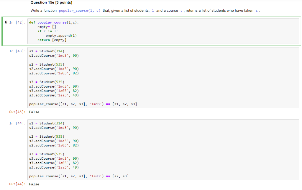 Solved Question 15e [3 points] Write a function | Chegg.com