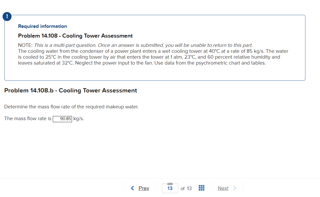 Solved Required information Problem 14.108 - Cooling Tower | Chegg.com
