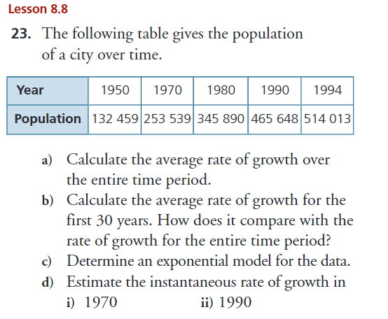 Solved 23. The Following Table Gives The Population Of A | Chegg.com