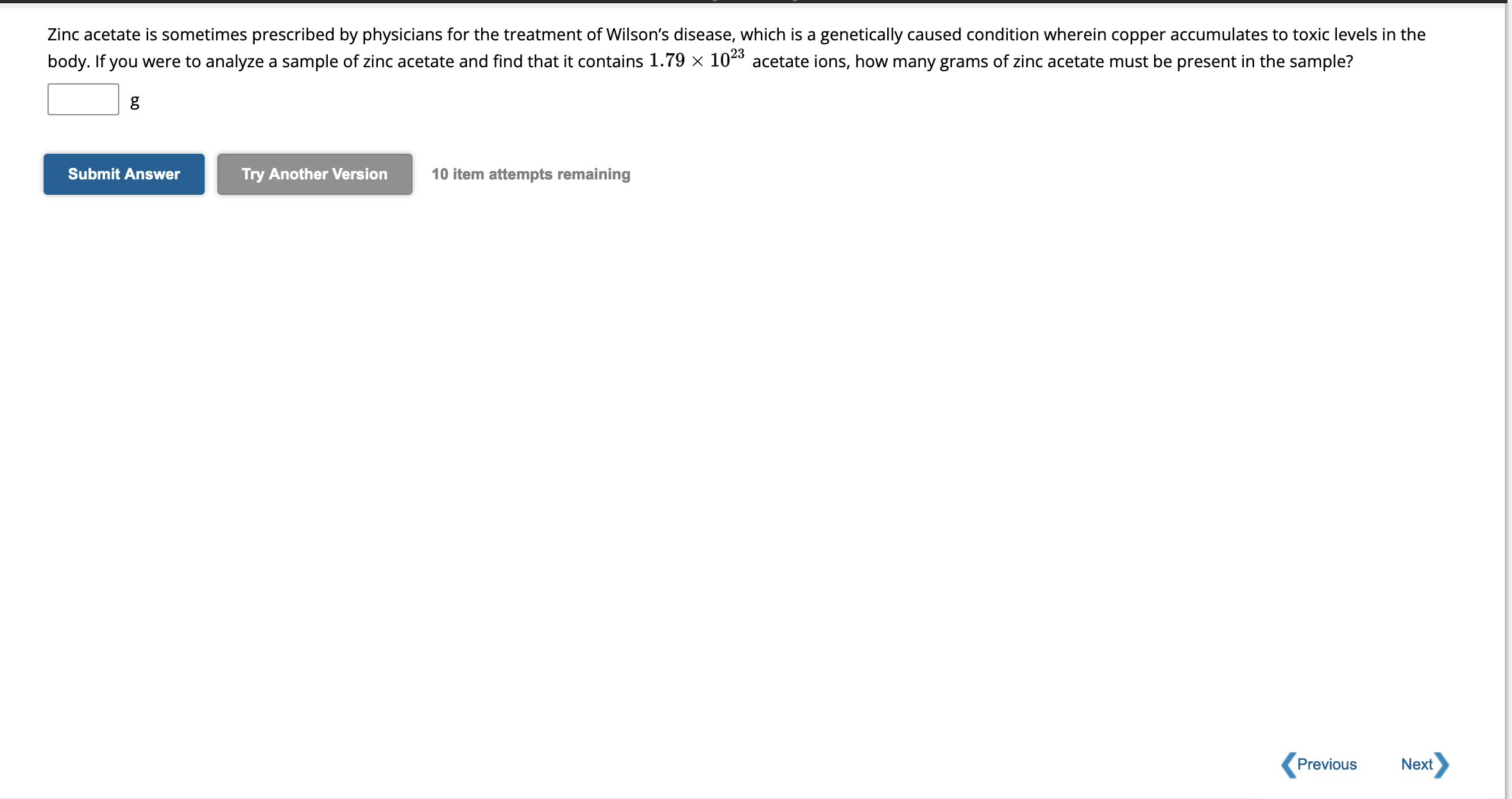 Solved Zinc acetate is sometimes prescribed by physicians