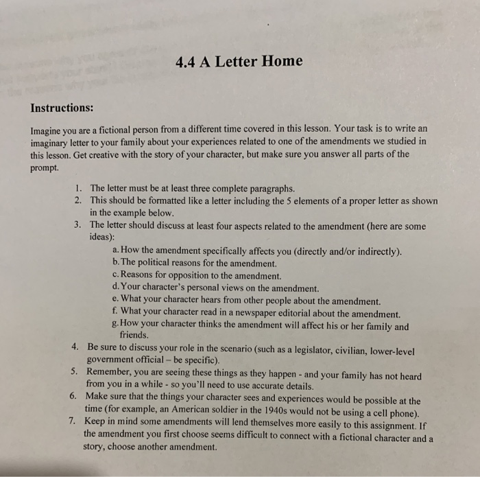 13.4 assignment a letter home