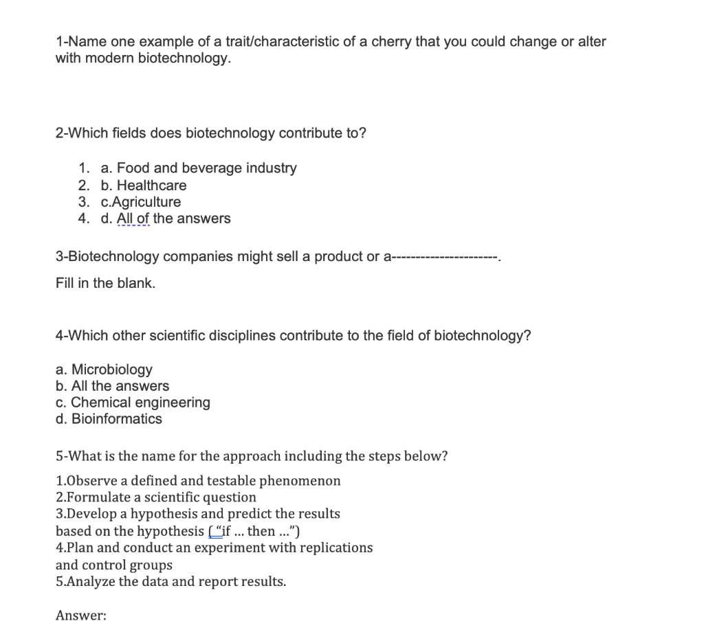 Solved 1-Name one example of a trait/characteristic of a | Chegg.com