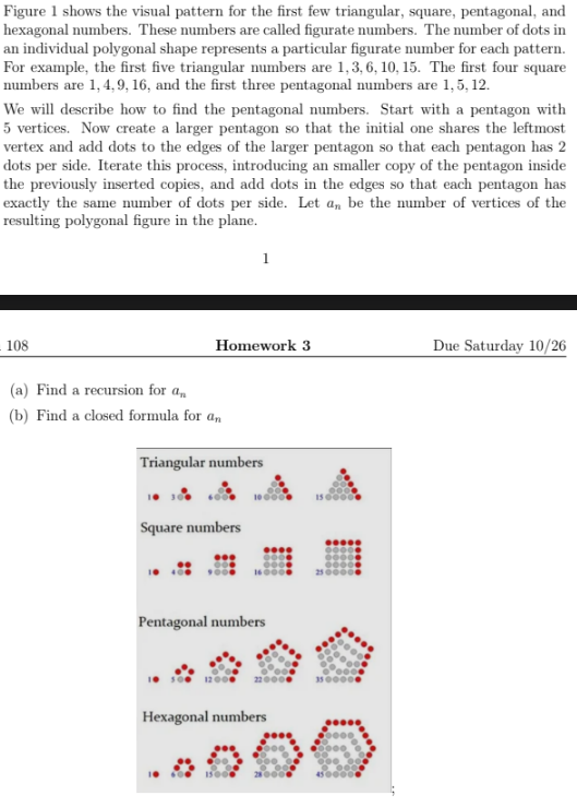Solved Figure 1 ﻿shows the visual pattern for the first few | Chegg.com