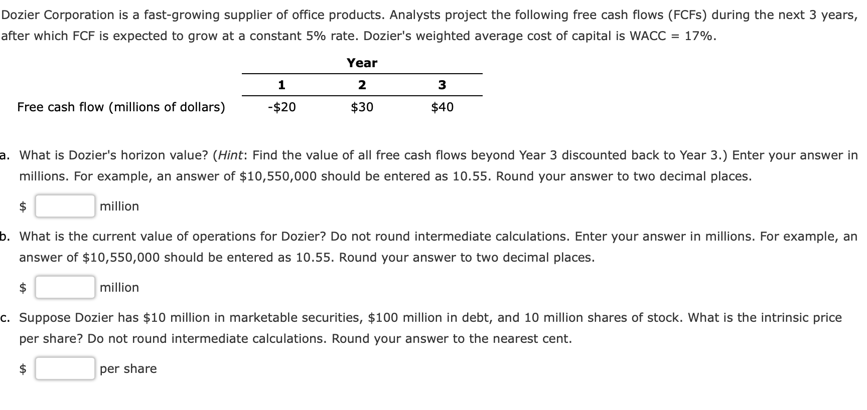Solved Dozier Corporation is a fastgrowing supplier of