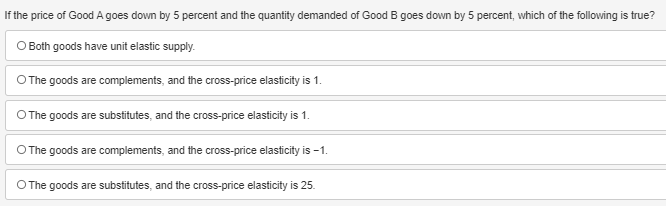 Solved If the price of Good A goes down by 5 percent and the | Chegg.com