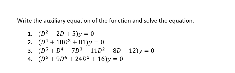 Solved Write the auxiliary equation of the function and | Chegg.com