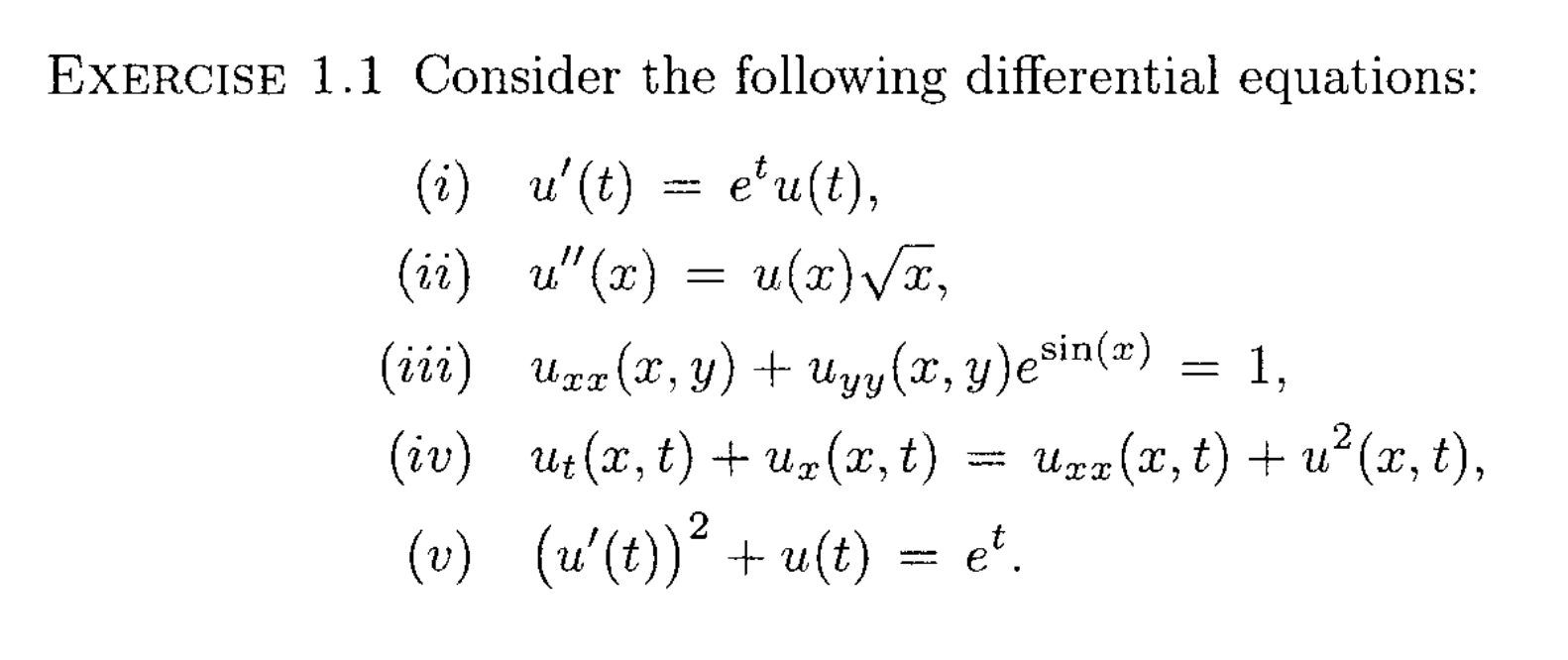 Solved ExERCISE 1.1 Consider the following differential | Chegg.com