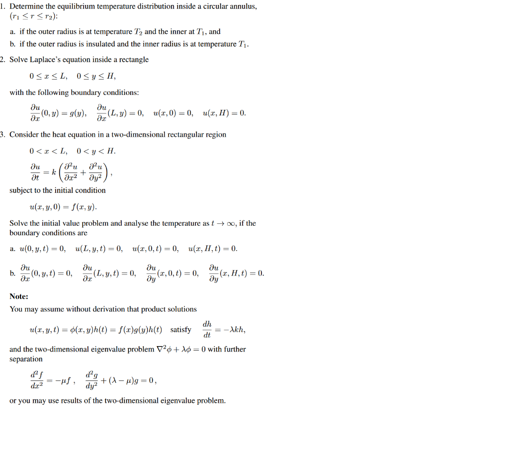 Solved 1. Determine the equilibrium temperature distribution | Chegg.com