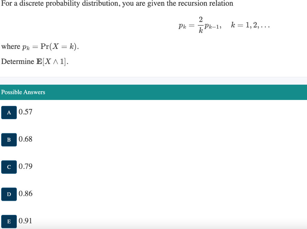 For a discrete probability distribution, you are | Chegg.com