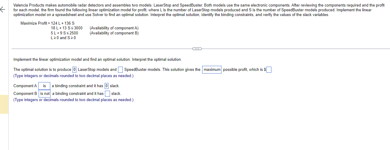 Solved optimization model on a spreadsheet and use Solver to | Chegg.com