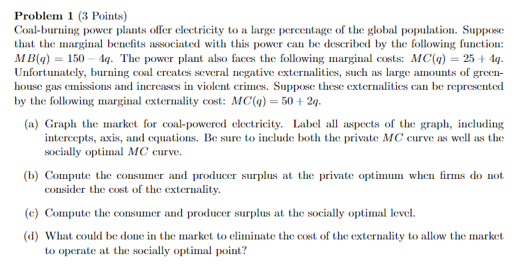 Solved Problem 1 (3 Points) Coal-burning Power Plants Offer | Chegg.com