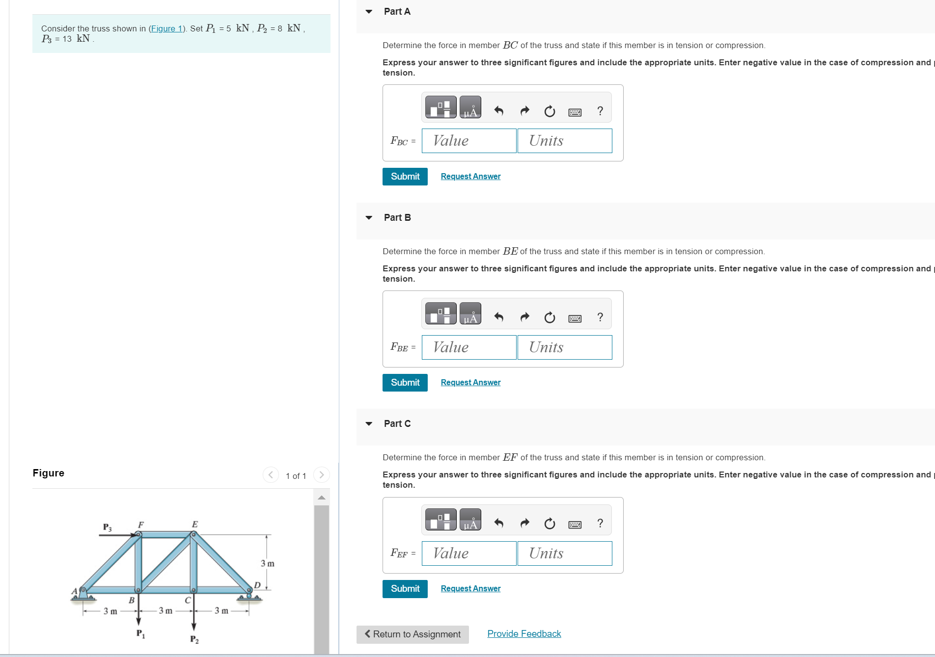 Solved Part AConsider the truss shown in (Figure 1). ﻿Set | Chegg.com