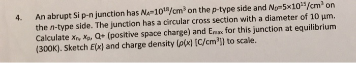 Solved 4. An abrupt Si p-n junction has NA-1018/cm3 on the | Chegg.com