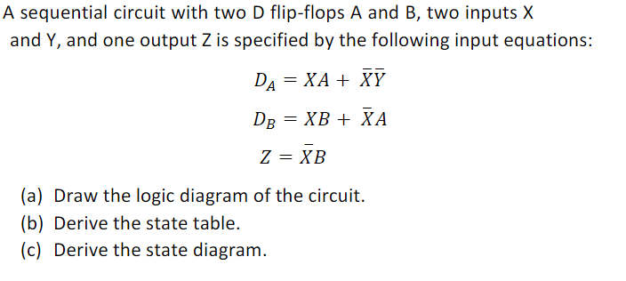 Solved A Sequential Circuit With Two D Flip-flops A And B, | Chegg.com