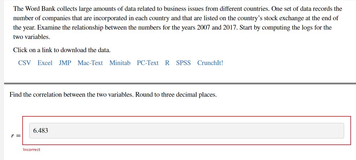 Solved The Word Bank collects large amounts of data related | Chegg.com