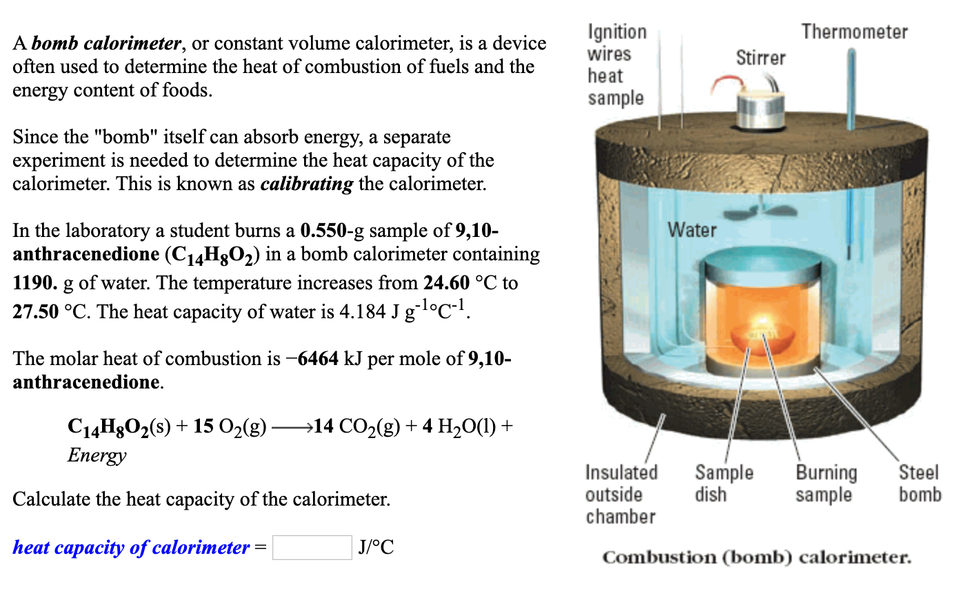 Solved Thermometer A bomb calorimeter, or constant volume