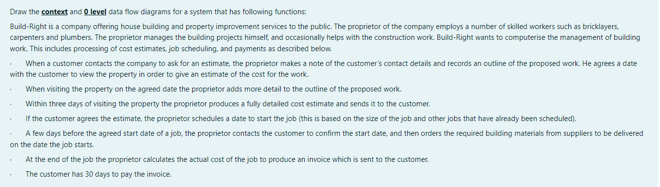 Solved Draw the context and O level data flow diagrams for a | Chegg.com