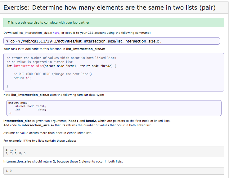 Solved Exercise: Determine how many elements are the same in | Chegg.com