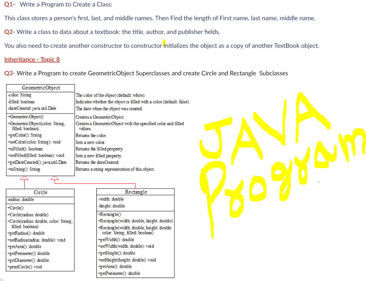 Solved Q1- Write a Program to Create a Class: This class | Chegg.com