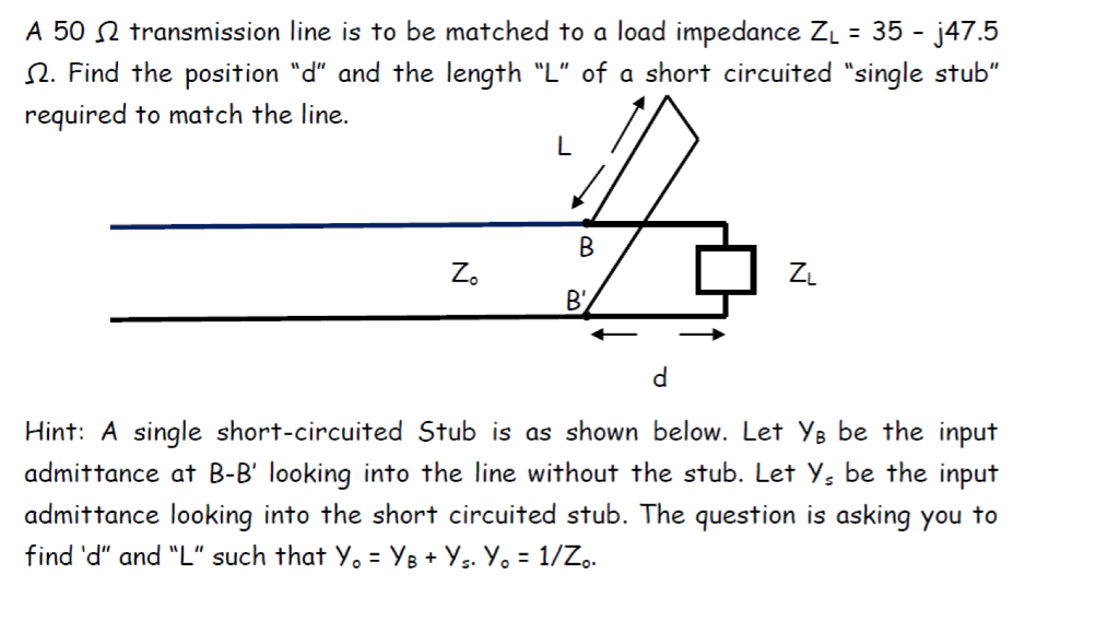 Solved A 50 Ω transmission line is to be matched to a load