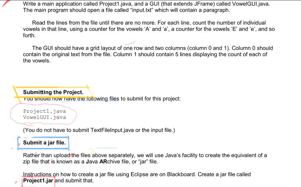 Solved Write A Main Application Called Project1.java, And A | Chegg.com