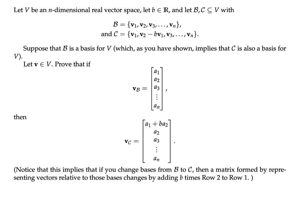 Solved Let V be an n-dimensional real vector space, let b є | Chegg.com