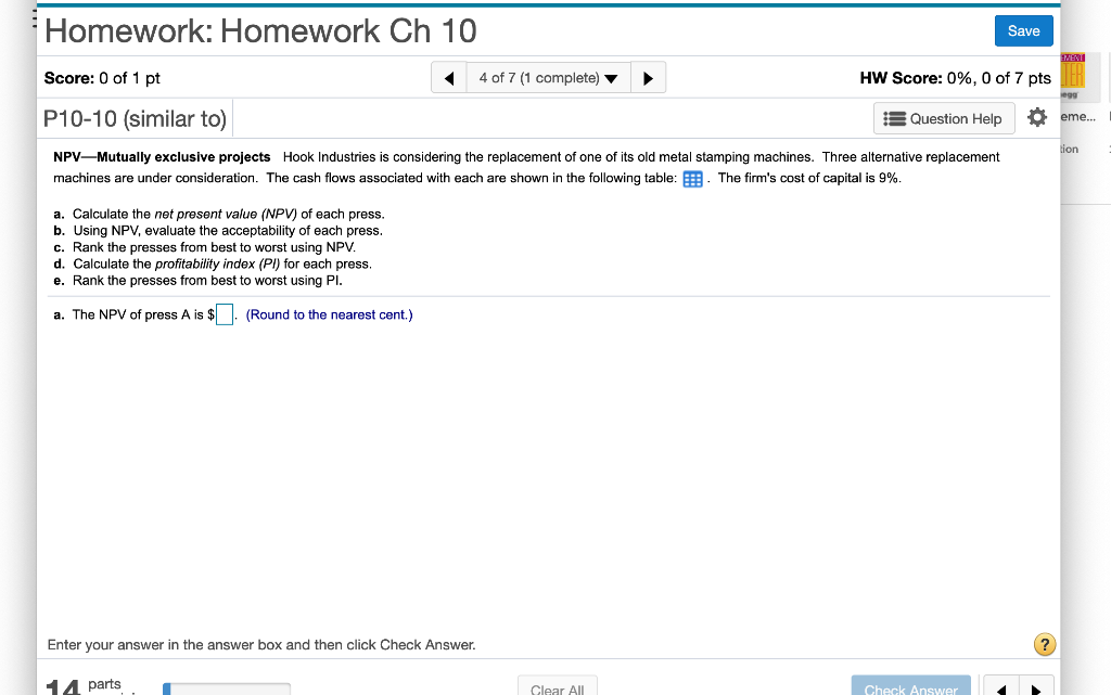 Solved Homework: Homework Ch 10 Save Score: 0 of 1 pt 4 of 7 | Chegg.com