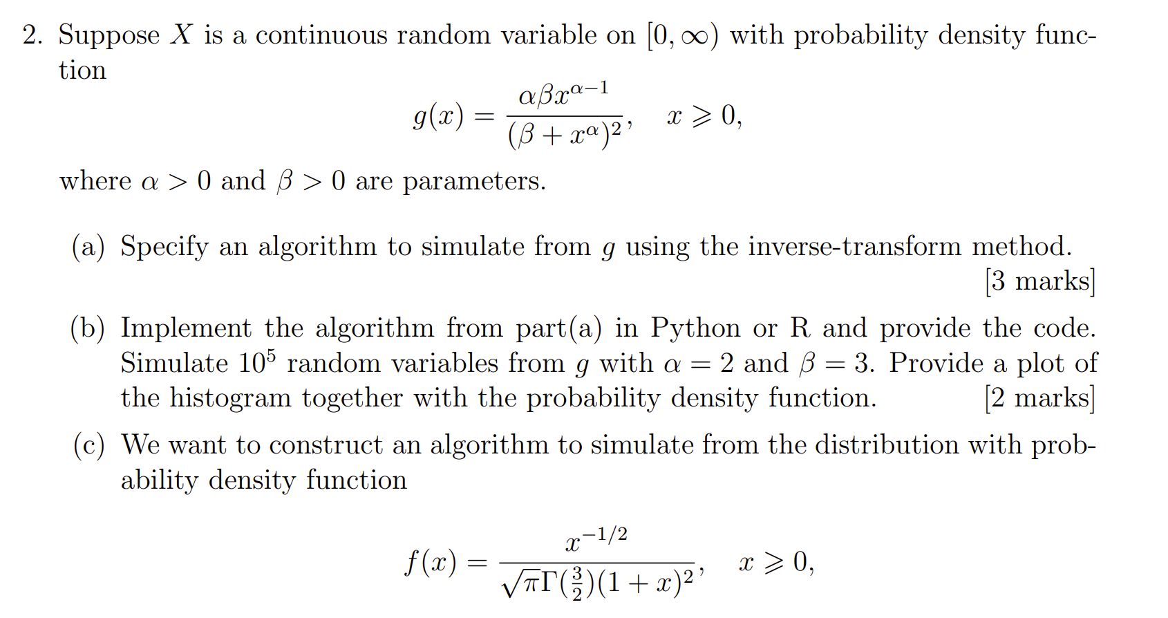 Solved Suppose X is a continuous random variable on [0,∞) | Chegg.com