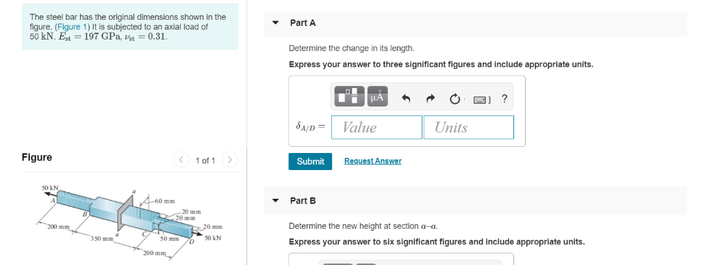 Solved Part A The steel bar has the original dimensions | Chegg.com