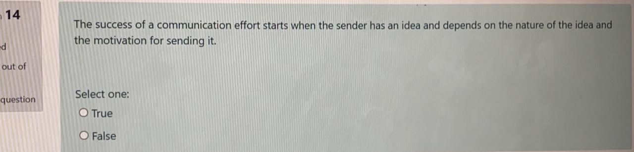Solved 14 The success of a communication effort starts when | Chegg.com