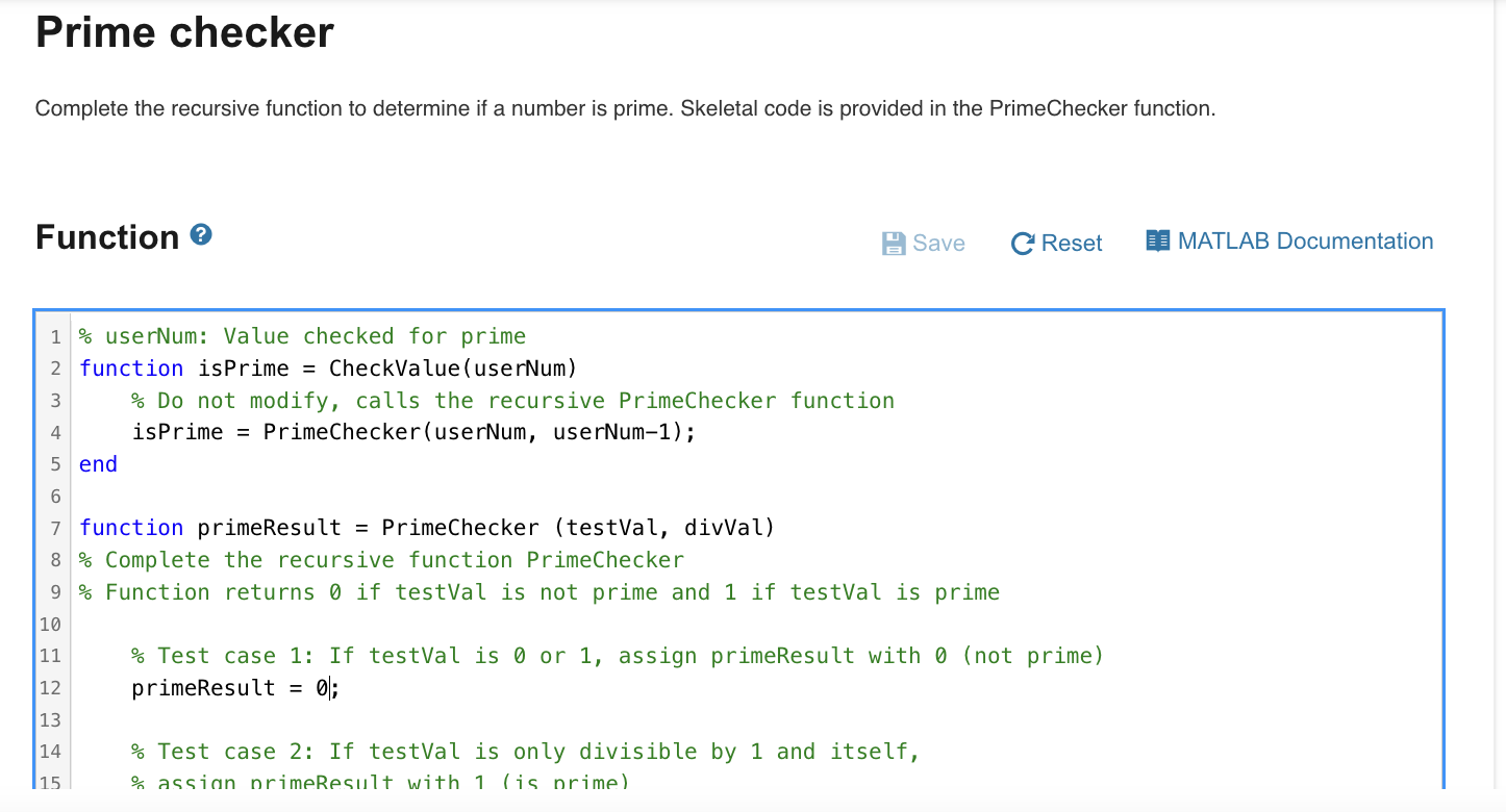 Solved Prime checker Complete the recursive function to | Chegg.com