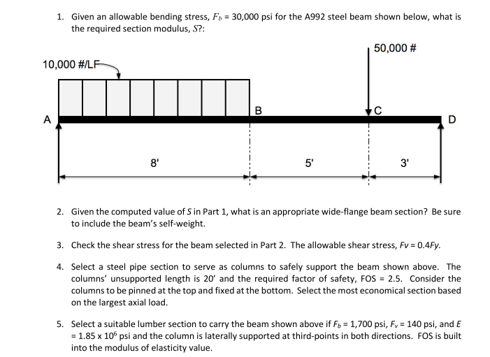 CALCULATING ALLOWABLE BENDING STRESS IN A BEAM