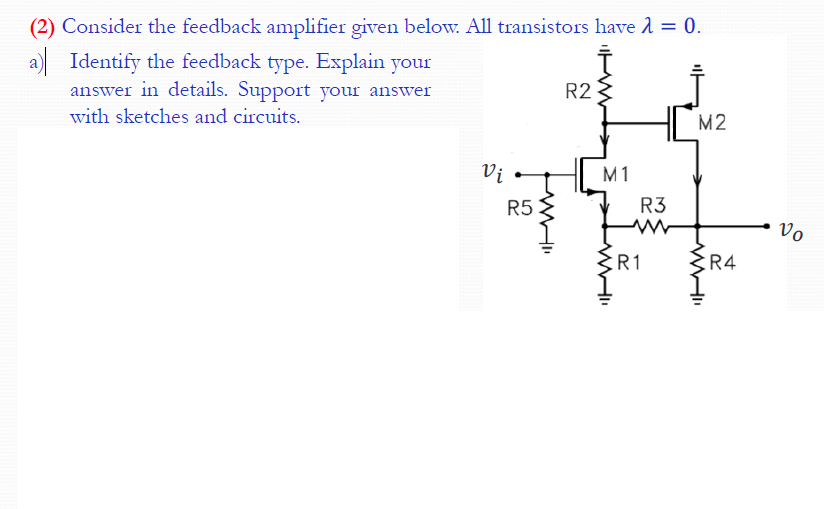 Solved (2) Consider The Feedback Amplifier Given Below. All | Chegg.com