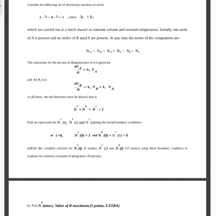 Solved Consider the following set of elementary reactions in | Chegg.com