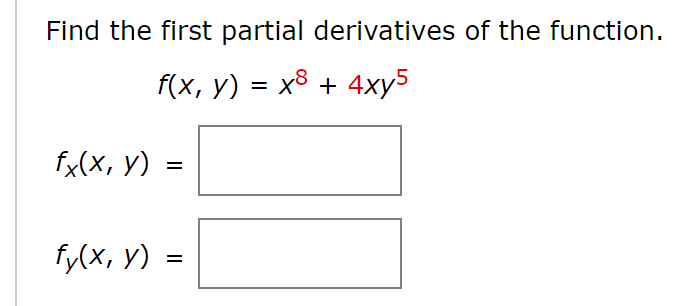 Solved Find the first partial derivatives of the function. | Chegg.com