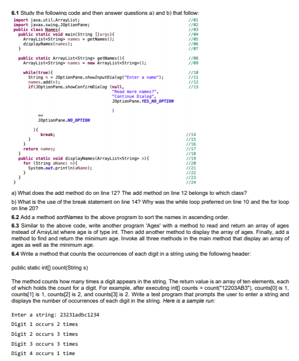 Solved 1/22 6.1 Study the following code and then answer | Chegg.com