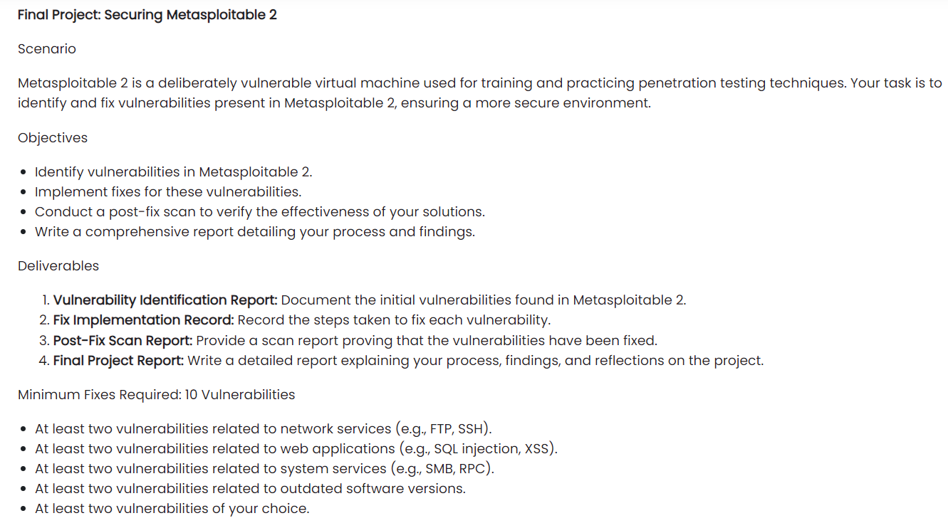 Solved Scenario Metasploitable 2 Is A Deliberately | Chegg.com