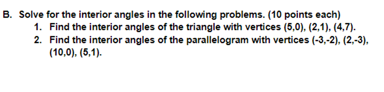 Solved B Solve For The Interior Angles In The Following Chegg Com   PhpFnACzY