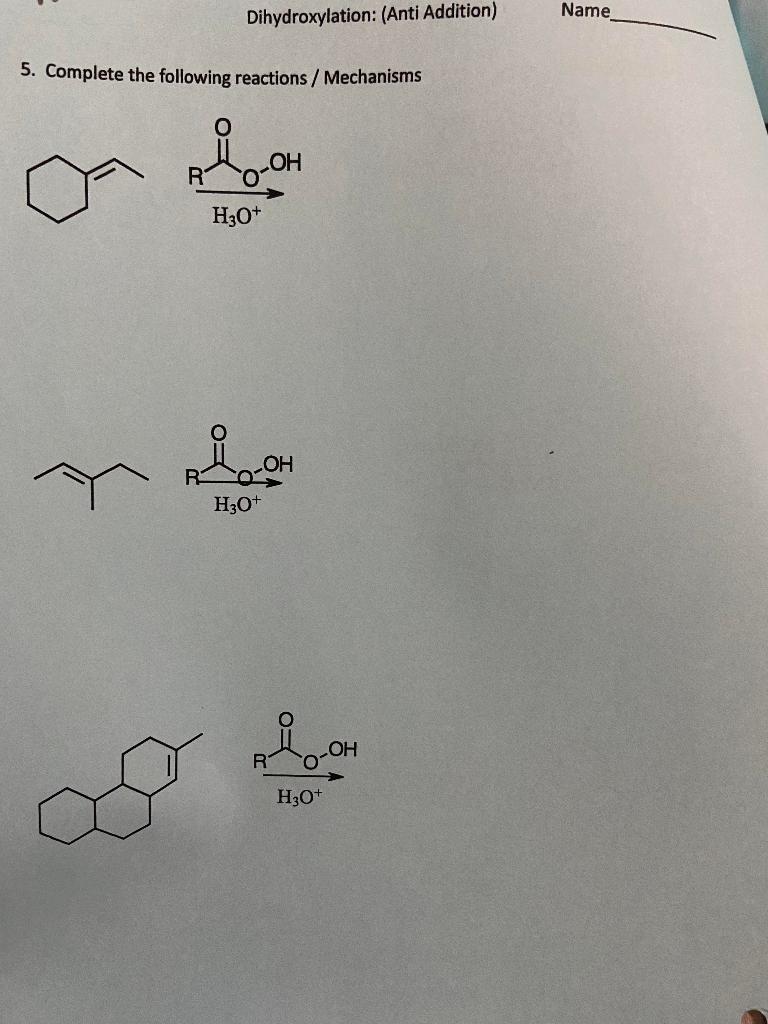 Solved 5. Complete The Following Reactions / Mechanisms | Chegg.com