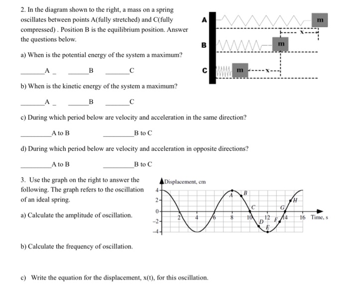 Solved 2. In the diagram shown to the right, a mass on a | Chegg.com