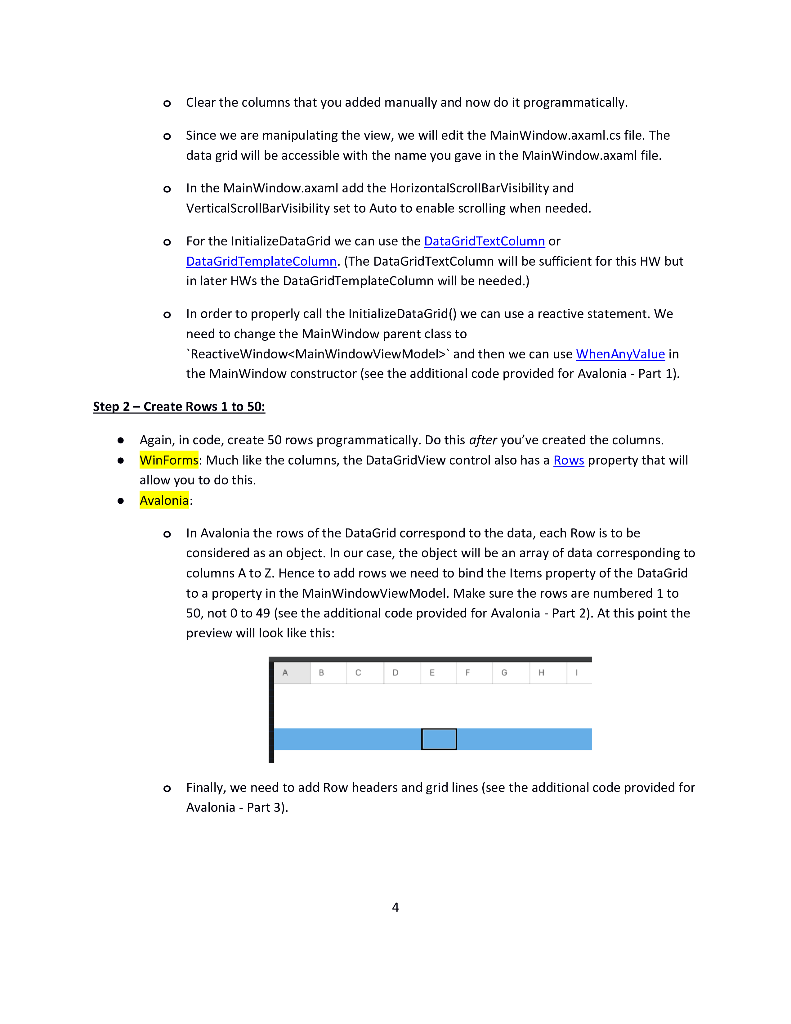 First Steps for your Spreadsheet Application Cpt S | Chegg.com