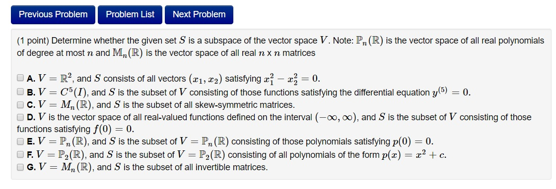 Solved Previous Problem Problem List Next Problem (1 point) | Chegg.com