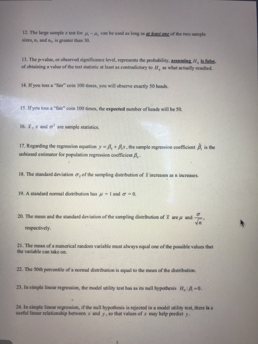 Solved 12. The large sample z test for g,-A, can be used as | Chegg.com
