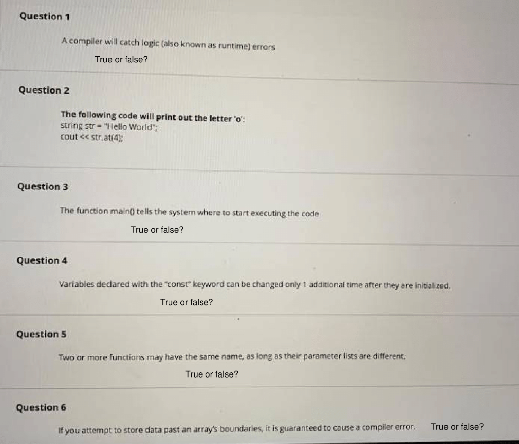 Solved Question 1 A compiler will catch logic (also known as | Chegg.com