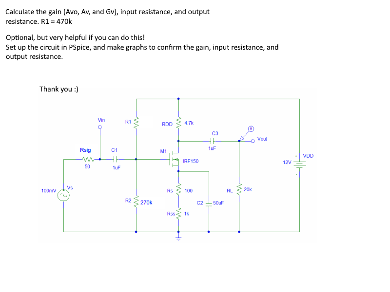 Solved Calculate the gain (Avo, ﻿Av , ﻿and Gv ), ﻿input | Chegg.com