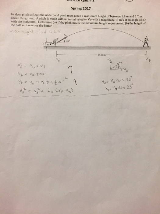 Solved In slow pitch softball the underhand pitch must reach