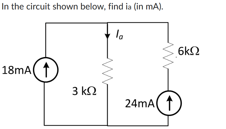 Solved In the circuit shown below, find ia (in mA ). | Chegg.com