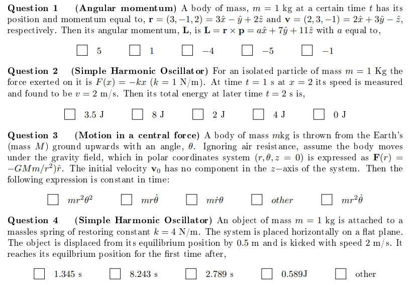 Solved Question 1 Angular Momentum A Body Of Mass M Chegg Com